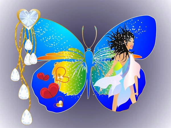 Mujer mariposa , — Archivo Imágenes Vectoriales