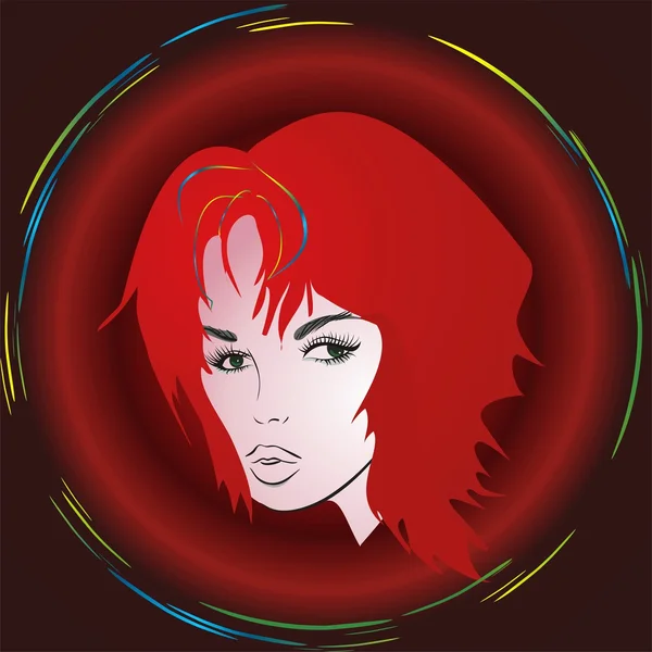 Flicka med rött hår, — Stock vektor