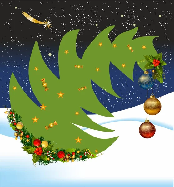 Composición Con Árbol Navidad Adornos Para Navidad — Vector de stock