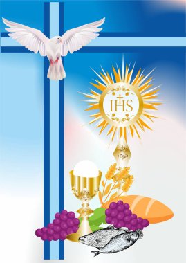 background with distinctive symbols of holy communion  clipart