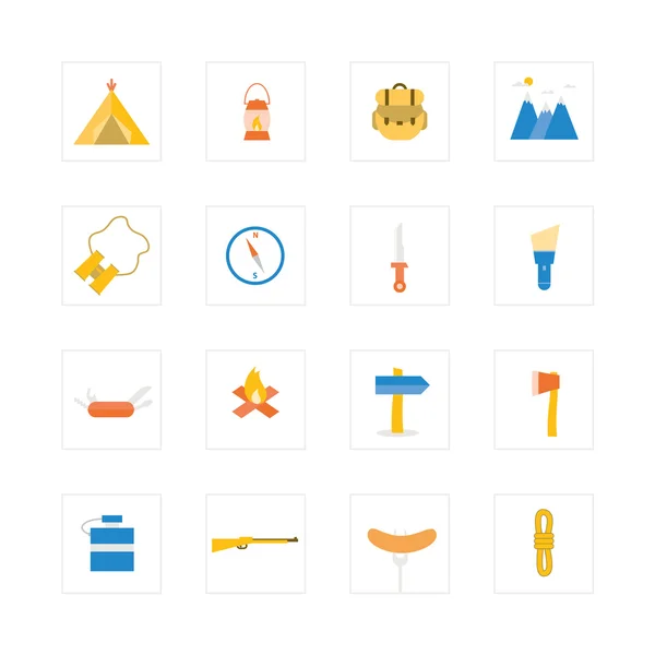 Camping and adventure icons. — Stock Vector