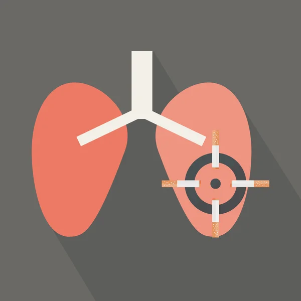 Cáncer de pulmón causado por fumar cigarrillos . — Archivo Imágenes Vectoriales