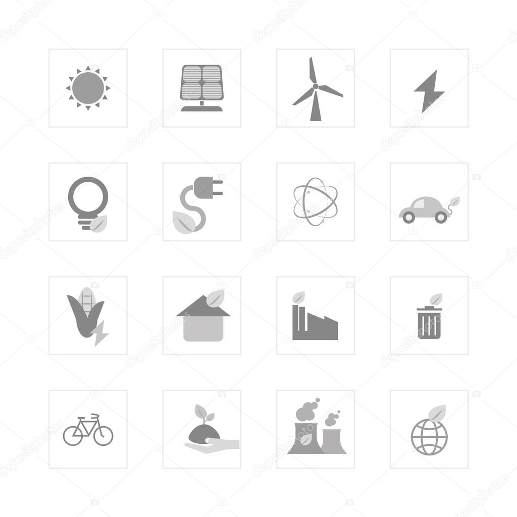 Eco energy icon set.