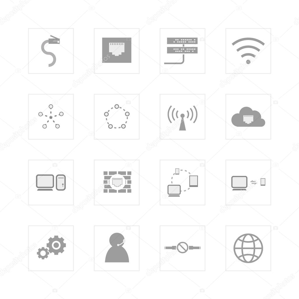 Computer Network and communication icon set. 