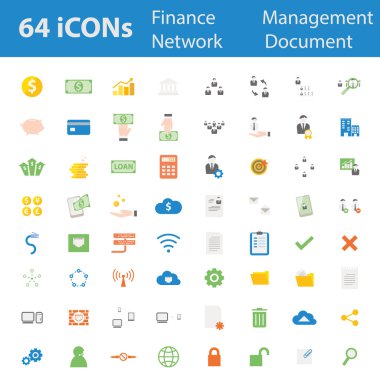 64 kalite tasarım modern vektör çizim Icons set