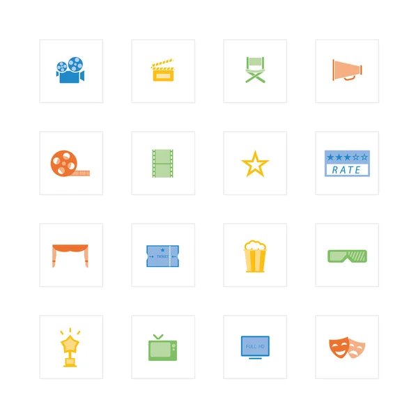 Conjunto de iconos de cine y cine . — Vector de stock