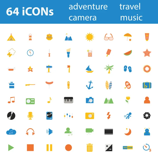 64 Quality design modern vector illustration icons set. — Stock Vector