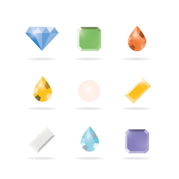Set of colored gems isolated on white background — Stock Vector