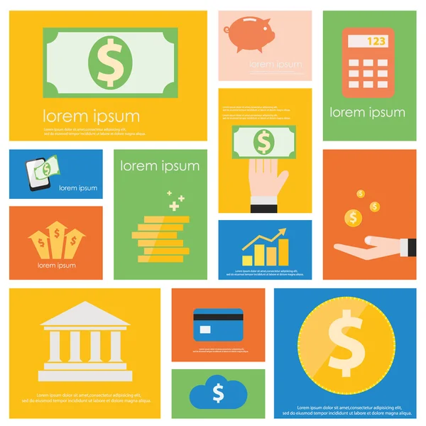 Finance and Banking icon set. — Stock Vector