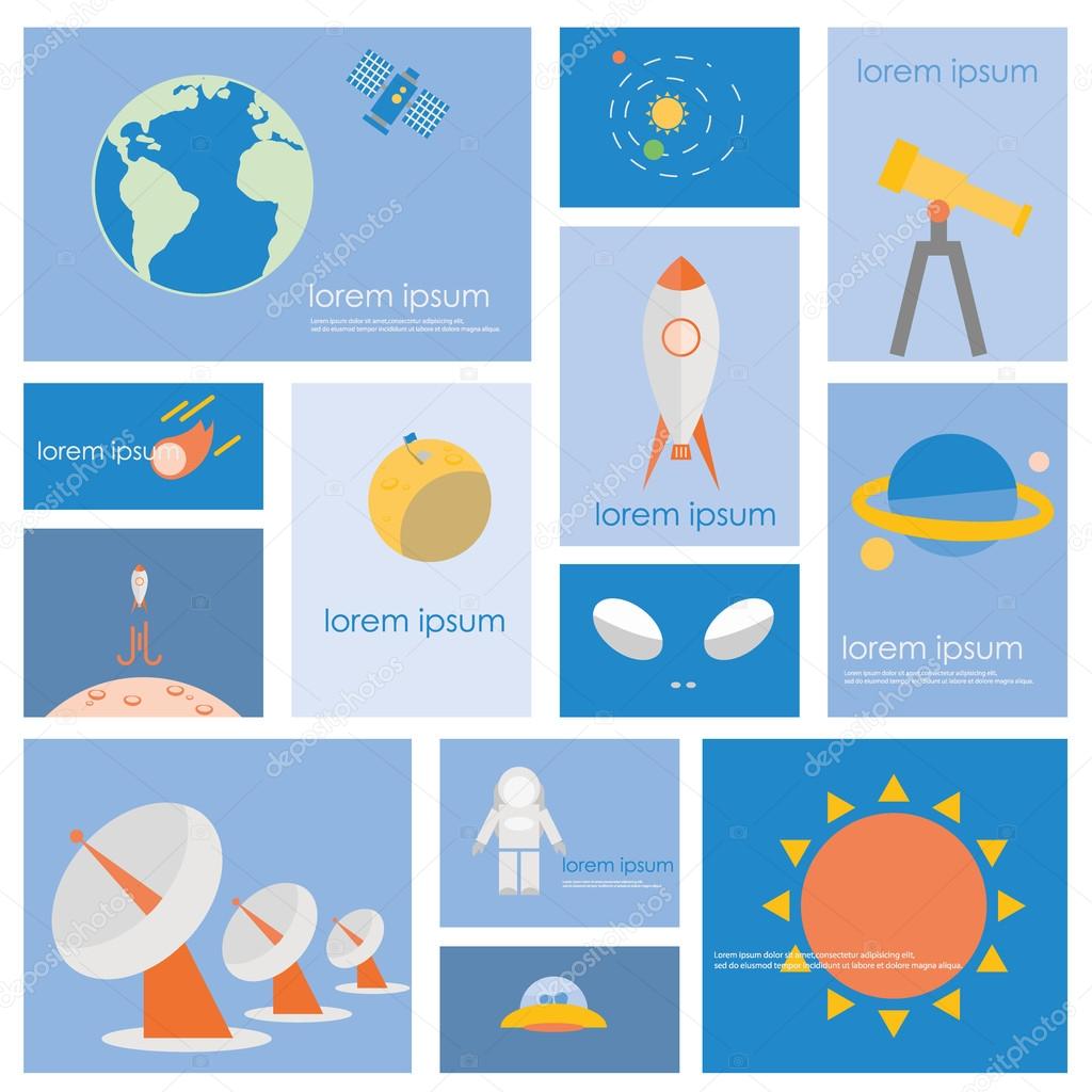 Astronomy science and space icon set.