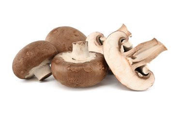 Beyaz bir arka plan üzerinde izole taze bütün brown (Bebek Bella) Mantar