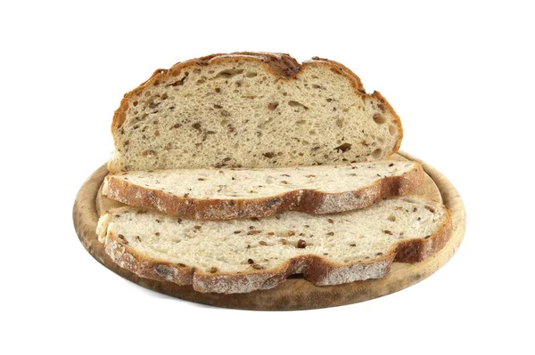 Nakrájený Nakrájený Obilný Chléb Izolovaný Bílém Pozadí Řezy Chleba Pohledu — Stock fotografie