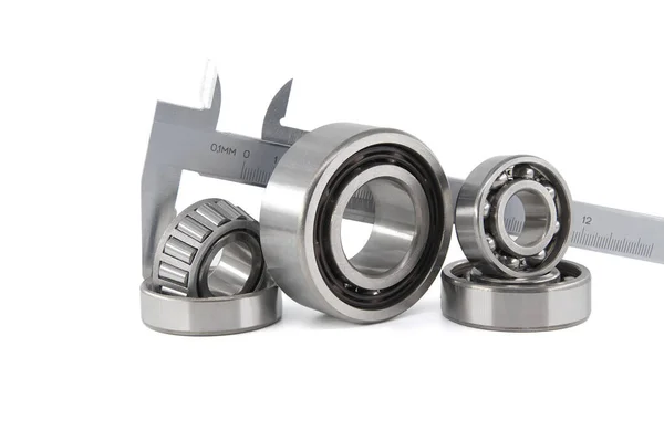 Measure Caliper Roller Bearings White Background Mechanical Engineering Automotive Industry — 스톡 사진