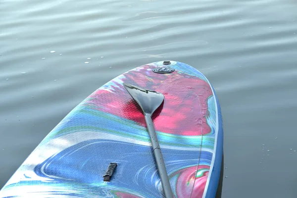 Stand Paddleboard Blue Water Surface Background Close Water Sports Equipment — ストック写真