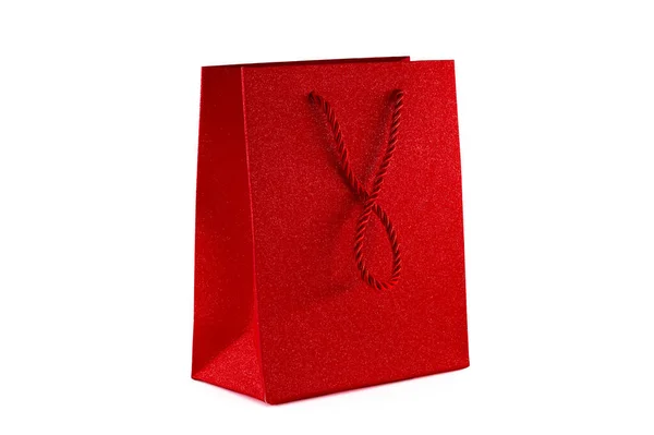 Red Paper Shopping Bag Isolated White Background Black Friday Sale — ストック写真