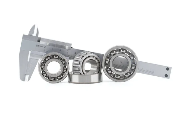 Group Roller Bearings Caliper White Background Mechanical Engineering Automotive Industry — 스톡 사진