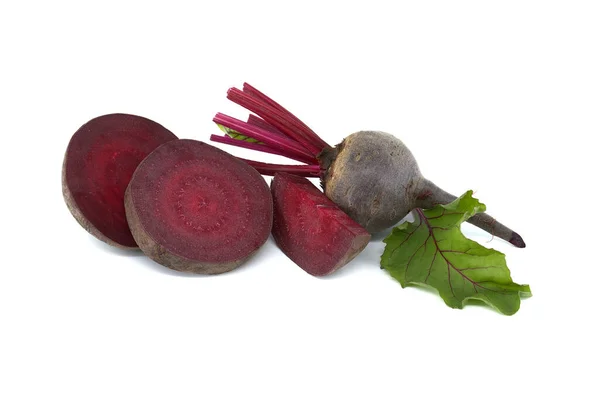 Sliced Whole Fresh Beet Beetroot Isolated White Background — Foto de Stock