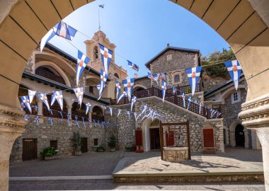 Kıbrıs 'taki Kykkos Manastırı' nın avlusu