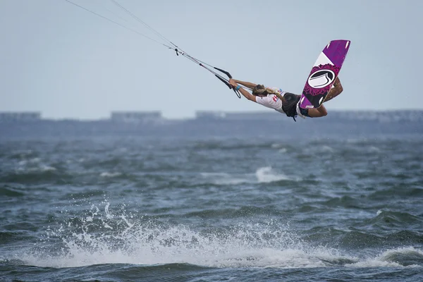 Railey with kte on Liquid force board — Stock Photo, Image