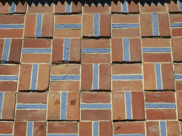 Wall Pattern Brickwork Blue Insertions - Stock-foto