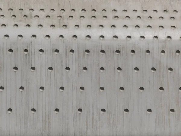 Ένα Μοτίβο Από Στρογγυλές Τρύπες Ένα Γκρίζο Τοίχο Από Τσιμέντο — Φωτογραφία Αρχείου