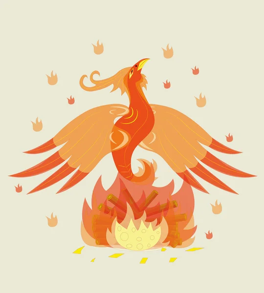 Geboorte van een jonge phoenix. — Stockvector