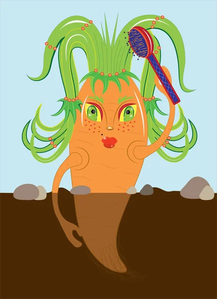Karotten kämmen Haare. — Stockvektor