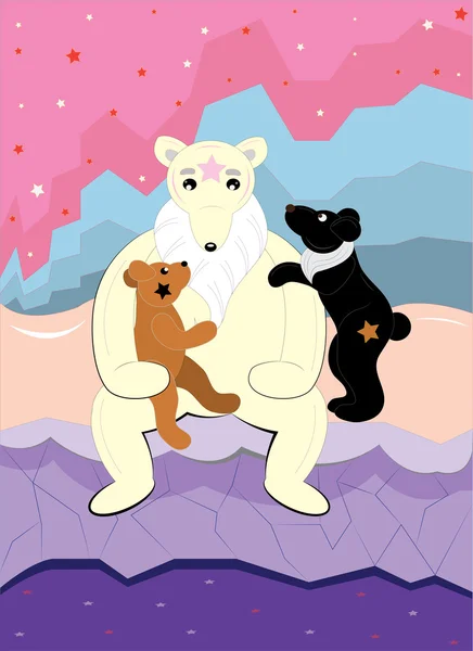 Female bear and bear cubs. — Stock Vector