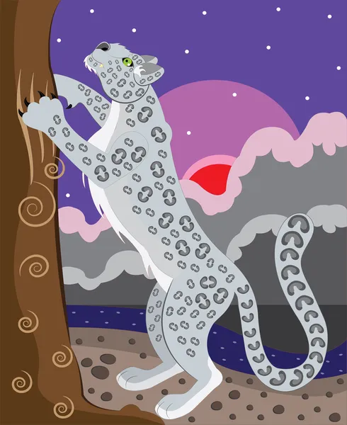 El leopardo de la nieve agudiza las garras . Ilustración de stock