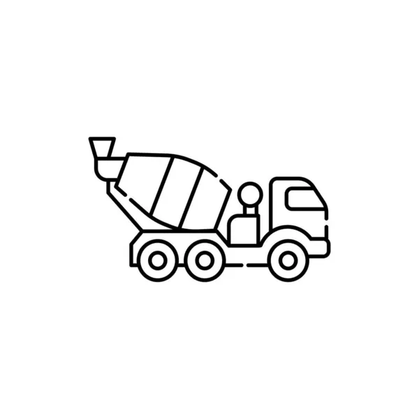コンクリートトラックの標識の色ラインアイコン 道路建設 ウェブページ モバイルアプリ プロモーションのためのPictogram Guiデザイン要素 編集可能なストローク — ストックベクタ