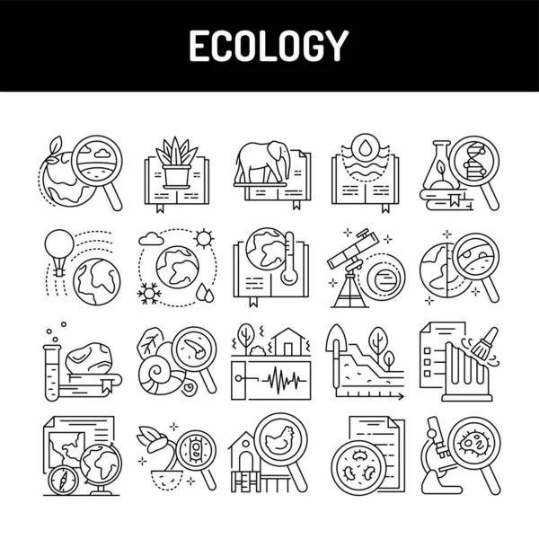 Ecologische Lijn Pictogrammen Ingesteld Geïsoleerd Vectorelement — Stockvector