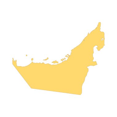 Birleşik Arap Emirlikleri haritası renk çizgisi elemanı. Ülkenin Sınırı. 