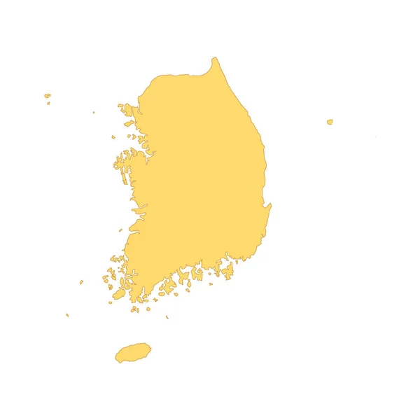 Südkorea Karte Farbe Linie Element Grenze Des Landes — Stockvektor