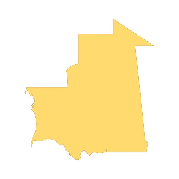 Mauritania Mapa Elemento Línea Color Frontera Del País — Vector de stock