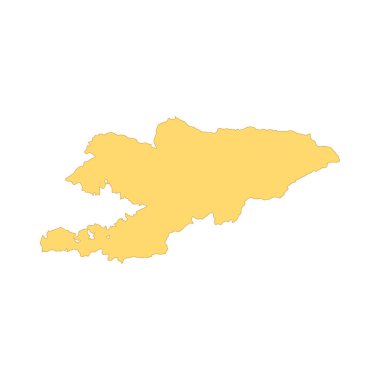 Kırgızistan haritası renk çizgisi ögesi. Ülkenin Sınırı. 