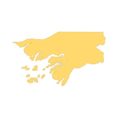 Gine-Bissau haritası renk çizgisi elementi. Ülkenin Sınırı. 