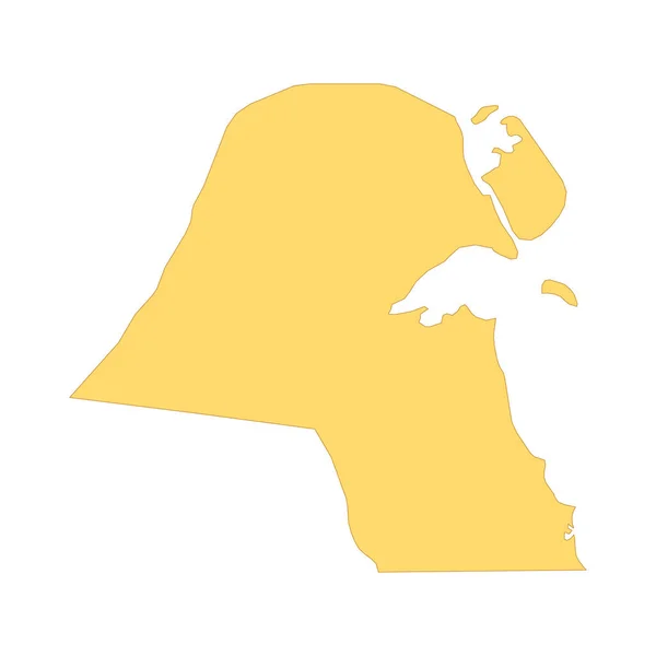 Koweït Carte Élément Ligne Couleur Frontière Pays — Image vectorielle