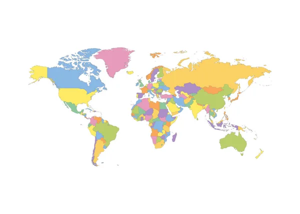 Prvek barevné čáry mapy světa. Hranice země. — Stockový vektor