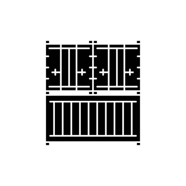 Konteynır renk çizgisi simgesi. Web sayfası için piktogram, mobil uygulama, tanıtım. UI UX GUI tasarım elemanı. Düzenlenebilir vuruş.