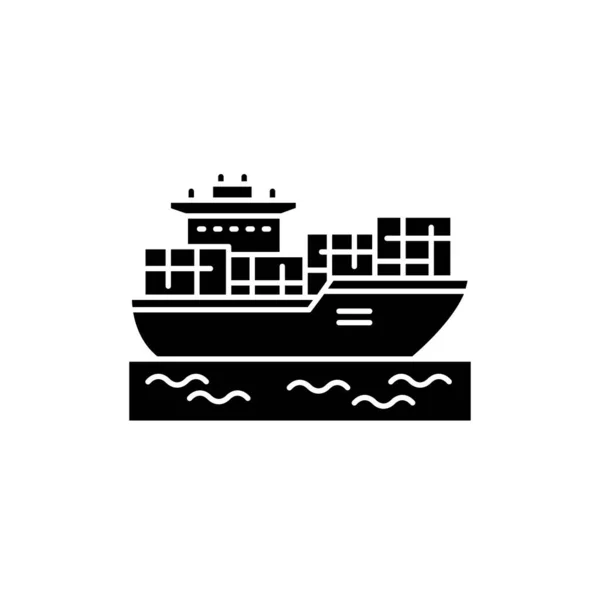 Vrachtschip Met Containers Olor Lijn Pictogram Pictogram Voor Webpagina Mobiele — Stockvector