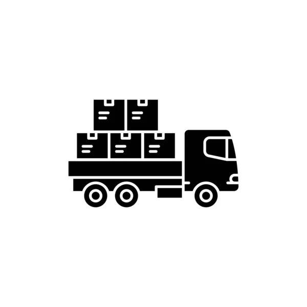 Cargo Truck Goods Olor Line Icon Pictogram Web Page Mobile — Stock Vector