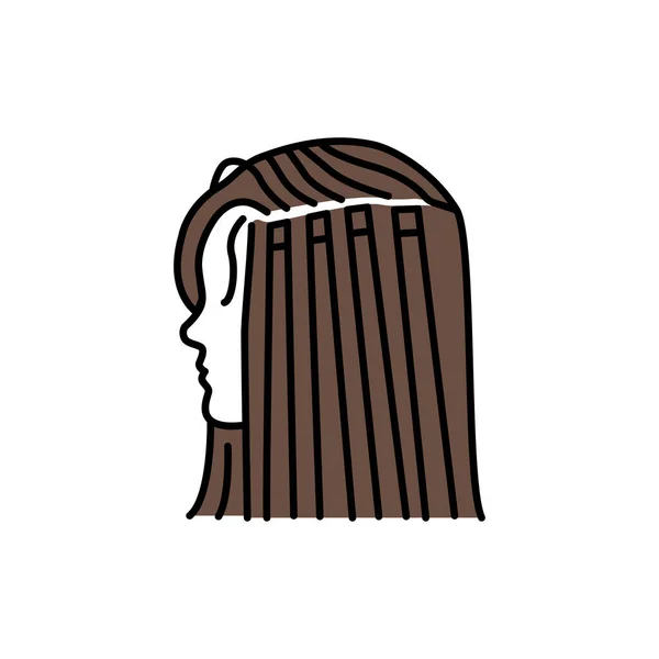 Ícone de linha de cor extensão de cabelo. Indústria da beleza. Serviço de cabeleireiro. — Vetor de Stock