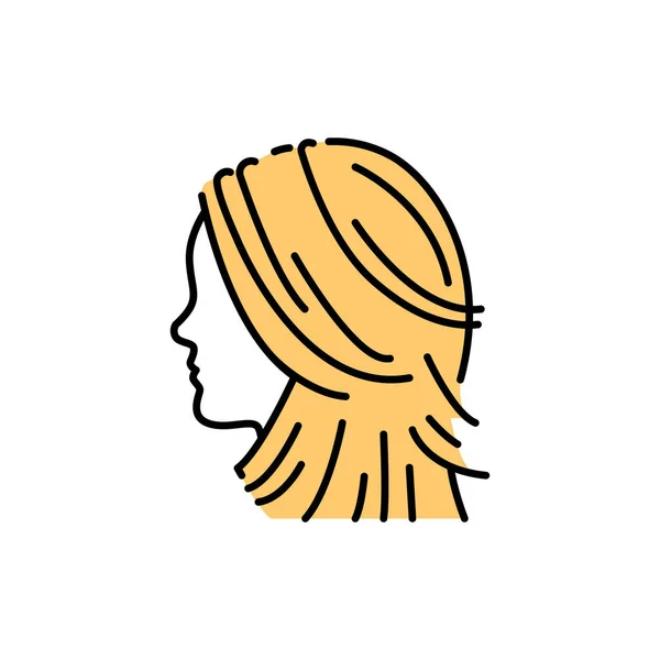 Женщина лестницы стрижка иконка цвета линии. Косметика. Услуги парикмахера. — стоковый вектор