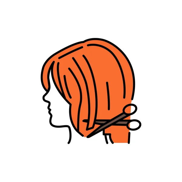 Женщина Боб стрижка иконка цвета линии. Косметика. Услуги парикмахера. — стоковый вектор