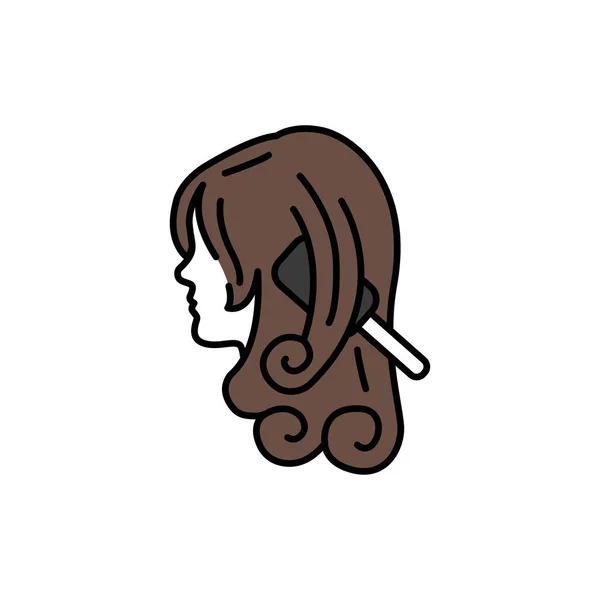 Vrouwen haar styling kleur lijn pictogram. Schoonheidsindustrie. Kappersdienst. — Stockvector