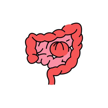 Bağırsak tıkanıklığı renk çizgisi simgesi. İnsan hastalıkları. Web sayfası, mobil uygulama, tanıtım için resim grafiği.