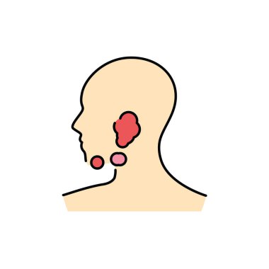 Submandibular lenf düğümlerinin renk çizgisi simgesinde iltihaplanma. İnsan hastalıkları. Web sayfası, mobil uygulama, tanıtım için resim grafiği.