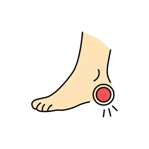Calcanhar Esporão Ícone Linha Cor Doenças Humanas Pictograma Para Página —  Vetores de Stock