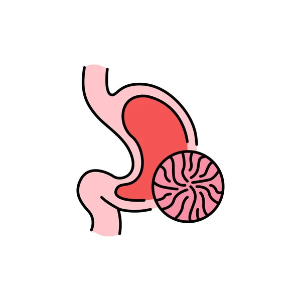 胃潰瘍のカラーラインアイコン 人間の病気だ ウェブページ モバイルアプリ プロモーションのためのピクトグラム — ストックベクタ