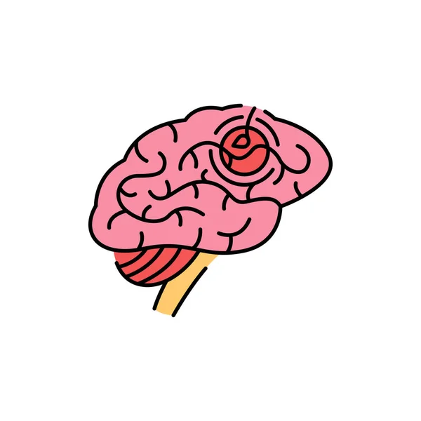 Ícone Linha Cor Cérebro Curso Doenças Humanas Pictograma Para Página — Vetor de Stock